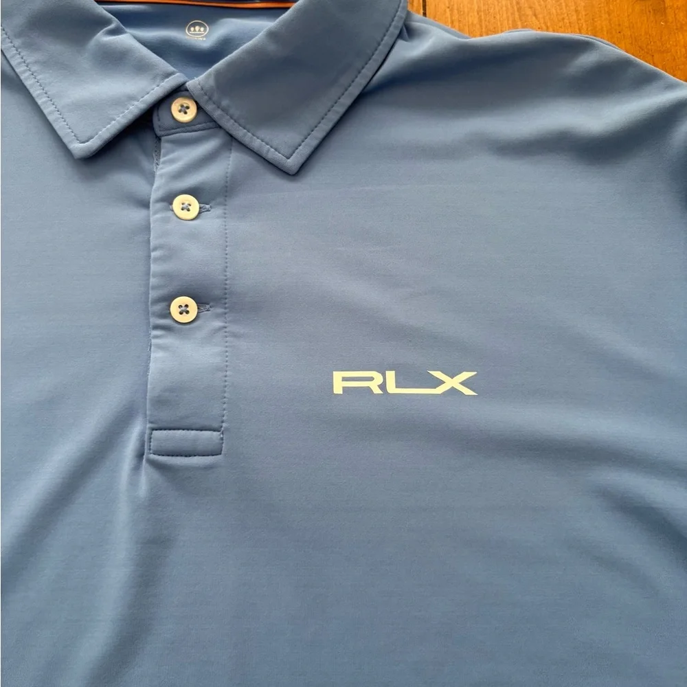 Men’s Light/ royal  Blue RLX Polo Performance Polo Shirt men’s large tour logo